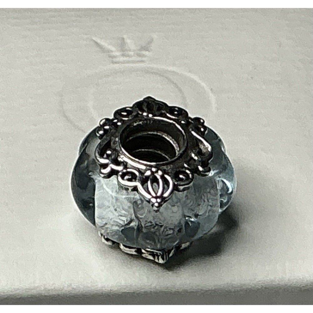Pandora Disney Cinderella Light Blue Faceted Murano Glass Charm  S925